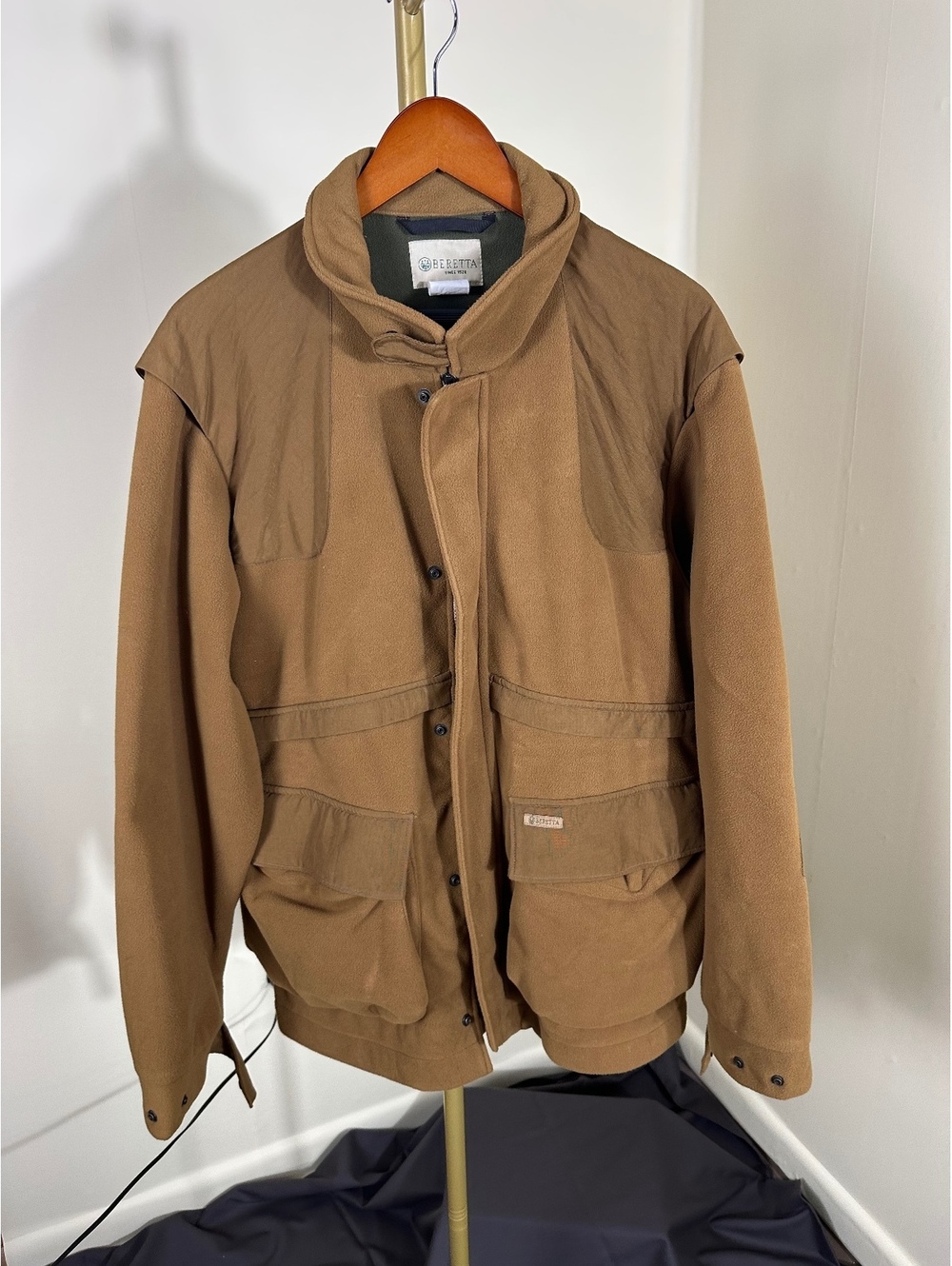 Vintage Beretta Fleece Jacket Size M Mustard Olive Made in Italy